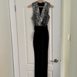 Zara full length jumper with sequin top and bow belt